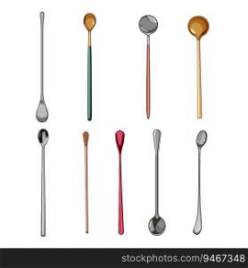 cocktail spoon set cartoon. jigger alcohol, drink tool, equipment vintage cocktail spoon sign. isolated symbol vector illustration. cocktail spoon set cartoon vector illustration
