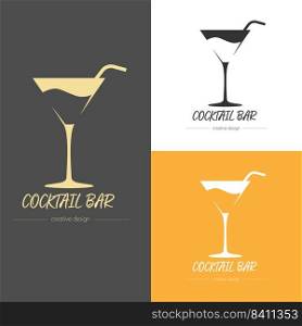 Cocktail. Template for a logo, label, emblem or sticker. Visualization for menus, websites and applications. Flat style
