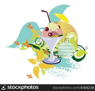 cocktail with floral vector illustration