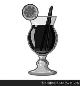 Cocktail with lemon icon. Gray monochrome illustration of cocktail vector icon for web design. Cocktail with lemon icon, gray monochrome style