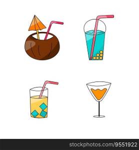 cocktails party vacation sea alcohol non alcoholic. Vector illustration