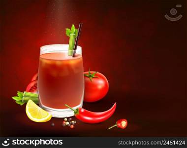 Cocktails realistic composition with different ingredients for mixing beverage vegetables and citrus fruits vector illustration. Cocktails Realistic Composition