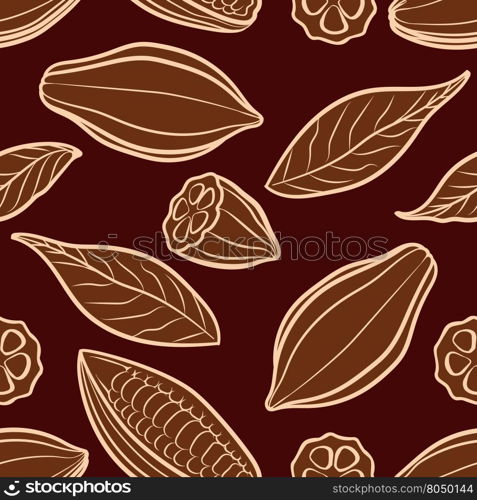 Cocoa beans engraved seamless pattern. Cocoa beans engraved seamless pattern. Chocolate packing vector pattern