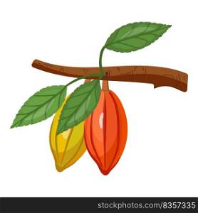 Cocoa branch icon cartoon vector. Tree bean. Leaf nut. Cocoa branch icon cartoon vector. Tree bean