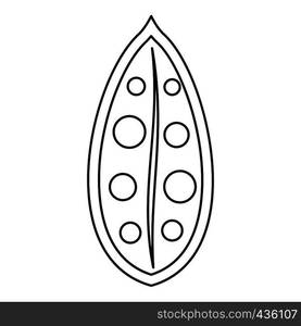 Cocoa pod icon in outline style isolated on white background vector illustration. Cocoa pod icon, outline style