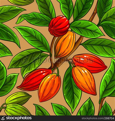 cocoa vector pattern on color background. cocoa vector pattern