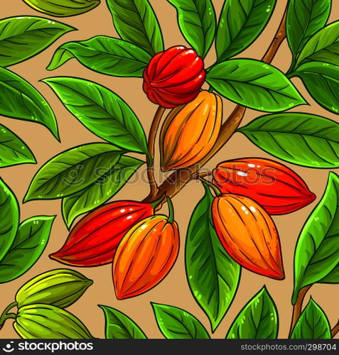 cocoa vector pattern on color background. cocoa vector pattern