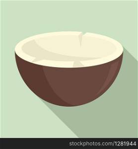 Coconut bowl icon. Flat illustration of coconut bowl vector icon for web design. Coconut bowl icon, flat style