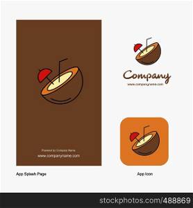 Coconut Company Logo App Icon and Splash Page Design. Creative Business App Design Elements