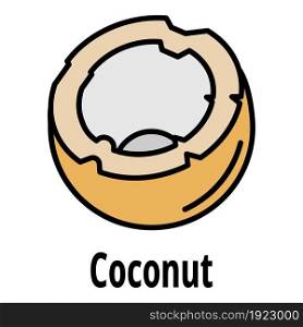 Coconut icon. Outline coconut vector icon color flat isolated on white. Coconut icon color outline vector