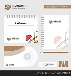 Coconut Logo, Calendar Template, CD Cover, Diary and USB Brand Stationary Package Design Vector Template