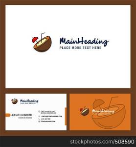 Coconut Logo design with Tagline & Front and Back Busienss Card Template. Vector Creative Design