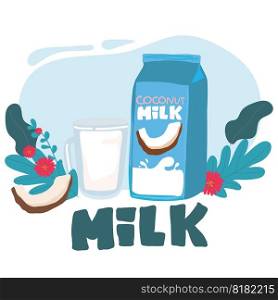Coconut milk bottle icon cartoon vector. Vegetable milk. Vegetarian drink. Coconut milk bottle icon cartoon vector. Vegetable milk. Vegetarian drink.