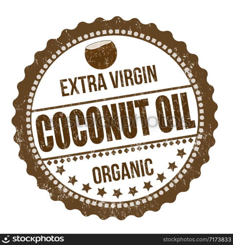 Coconut oil sign or stamp on white background, vector illustration