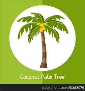 Coconut palm tree. Illustration of exotic tropical plant. Coconut palm tree. Illustration of exotic tropical plant.