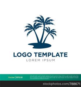 Coconut Tree Island Icon Vector Logo Template Illustration Design. Vector EPS 10.