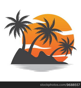 Coconut Tree Logo Design, Beach Plant Vector, Palm Tree Summer, Illustration Template