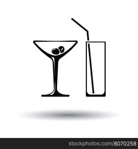 Coctail glasses icon. White background with shadow design. Vector illustration.