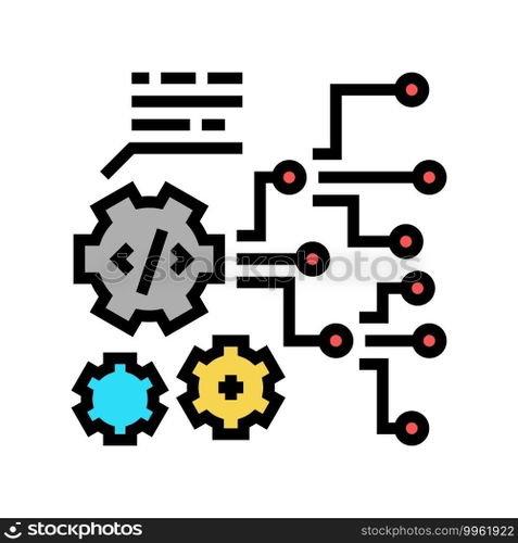 code and settings working process color icon vector. code and settings working process sign. isolated symbol illustration. code and settings working process color icon vector illustration