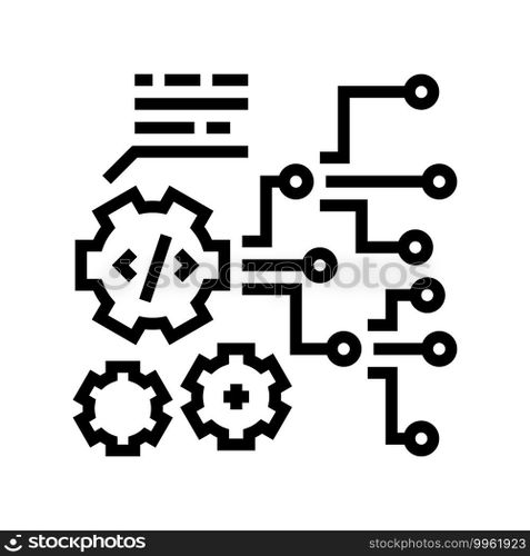 code and settings working process line icon vector. code and settings working process sign. isolated contour symbol black illustration. code and settings working process line icon vector illustration