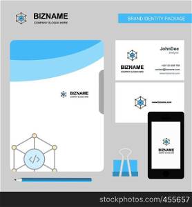 Code Business Logo, File Cover Visiting Card and Mobile App Design. Vector Illustration