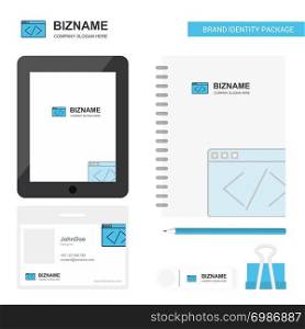 Code Business Logo, Tab App, Diary PVC Employee Card and USB Brand Stationary Package Design Vector Template