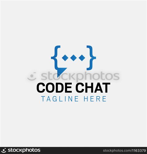 Code chat logo design template vector isolated