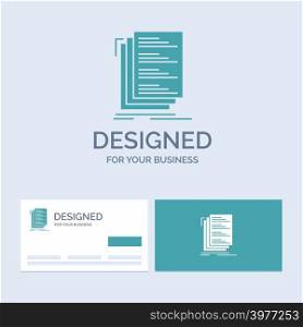 Code, coding, compile, files, list Business Logo Glyph Icon Symbol for your business. Turquoise Business Cards with Brand logo template.