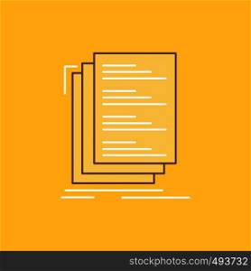 Code, coding, compile, files, list Flat Line Filled Icon. Beautiful Logo button over yellow background for UI and UX, website or mobile application. Vector EPS10 Abstract Template background