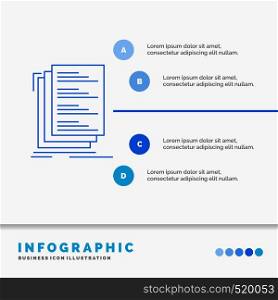 Code, coding, compile, files, list Infographics Template for Website and Presentation. Line Blue icon infographic style vector illustration. Vector EPS10 Abstract Template background