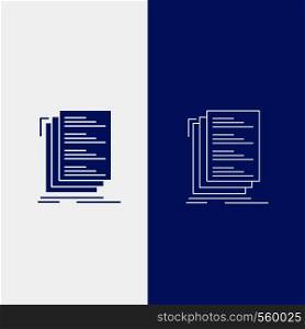 Code, coding, compile, files, list Line and Glyph web Button in Blue color Vertical Banner for UI and UX, website or mobile application. Vector EPS10 Abstract Template background