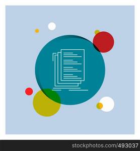 Code, coding, compile, files, list White Line Icon colorful Circle Background. Vector EPS10 Abstract Template background