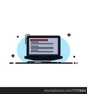 Code, coding, computer, monoblock, laptop Flat Color Icon Vector