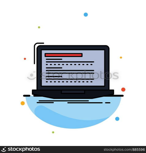 Code, coding, computer, monoblock, laptop Flat Color Icon Vector