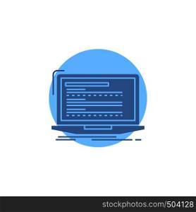Code, coding, computer, monoblock, laptop Glyph Icon.. Vector EPS10 Abstract Template background