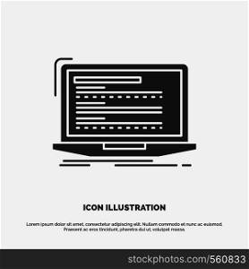 Code, coding, computer, monoblock, laptop Icon. glyph vector gray symbol for UI and UX, website or mobile application. Vector EPS10 Abstract Template background