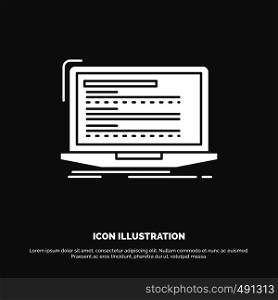 Code, coding, computer, monoblock, laptop Icon. glyph vector symbol for UI and UX, website or mobile application. Vector EPS10 Abstract Template background