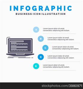 Code, coding, computer, monoblock, laptop Infographics Template for Website and Presentation. GLyph Gray icon with Blue infographic style vector illustration.