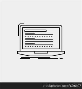 Code, coding, computer, monoblock, laptop Line Icon. Vector isolated illustration. Vector EPS10 Abstract Template background