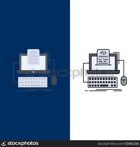 Code, coding, computer, monoblock, screen Flat Color Icon Vector