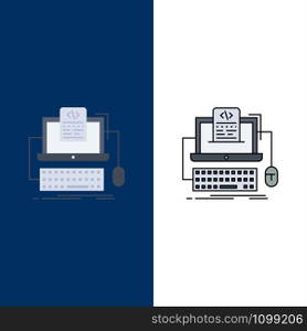 Code, coding, computer, monoblock, screen Flat Color Icon Vector