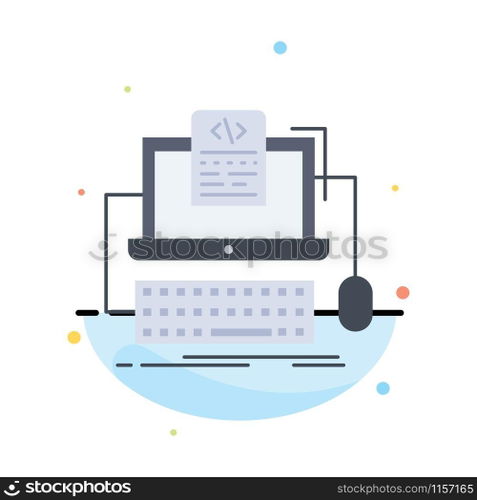 Code, coding, computer, monoblock, screen Flat Color Icon Vector