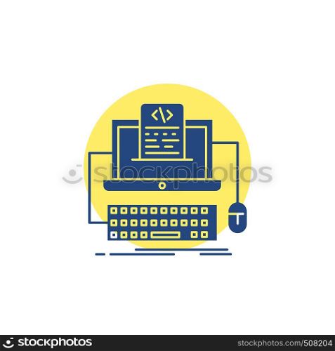 Code, coding, computer, monoblock, screen Glyph Icon.. Vector EPS10 Abstract Template background