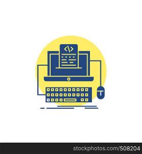 Code, coding, computer, monoblock, screen Glyph Icon.. Vector EPS10 Abstract Template background
