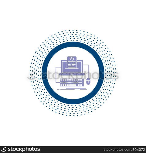 Code, coding, computer, monoblock, screen Glyph Icon. Vector isolated illustration. Vector EPS10 Abstract Template background