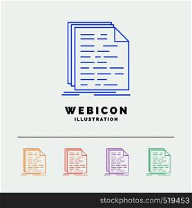 Code, coding, doc, programming, script 5 Color Line Web Icon Template isolated on white. Vector illustration. Vector EPS10 Abstract Template background