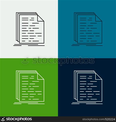 Code, coding, doc, programming, script Icon Over Various Background. Line style design, designed for web and app. Eps 10 vector illustration. Vector EPS10 Abstract Template background