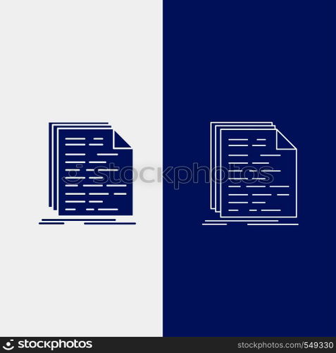 Code, coding, doc, programming, script Line and Glyph web Button in Blue color Vertical Banner for UI and UX, website or mobile application. Vector EPS10 Abstract Template background