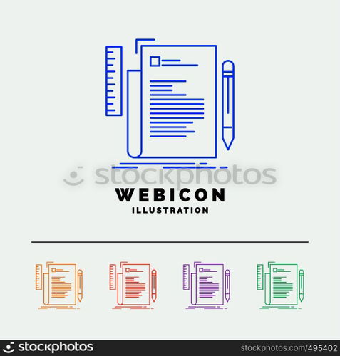 Code, coding, file, programming, script 5 Color Line Web Icon Template isolated on white. Vector illustration. Vector EPS10 Abstract Template background