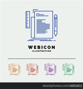Code, coding, file, programming, script 5 Color Line Web Icon Template isolated on white. Vector illustration. Vector EPS10 Abstract Template background